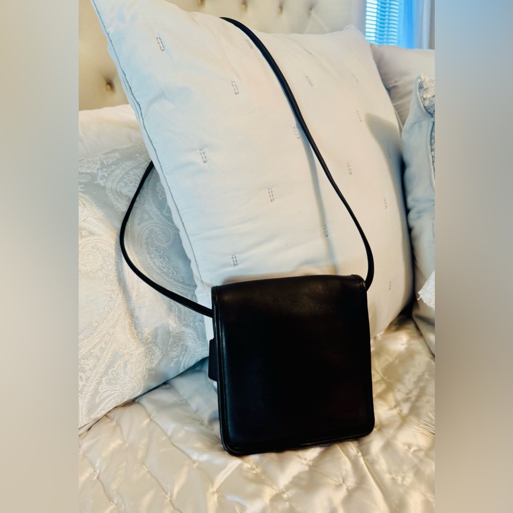 Coach Black Leather Crossbody Bag with Gold Accents - Picture 9 of 13